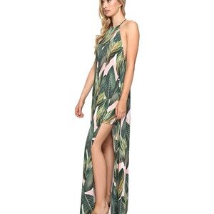MUMU Tropical Leaf Print Maxi Dress